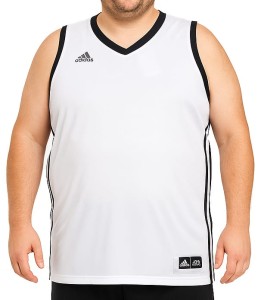 Duży męski bezrękawnik  przewiewny biały  w czarne paski ADIDAS