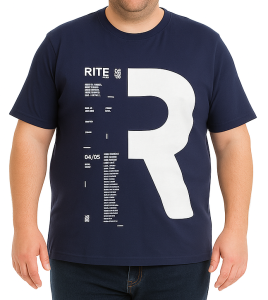 Duży męski  T-shirt granatowy z nadrukiem MODEL 537 OLD STAR