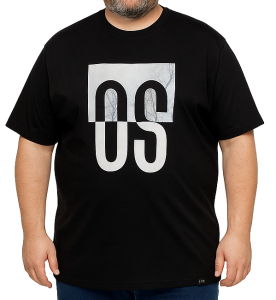 Duży męski T-shirt  czarny z nadrukiem  OLD STAR