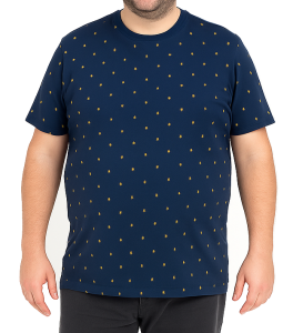 Duży męski T-shirt granat  wzór żuki OLD STAR