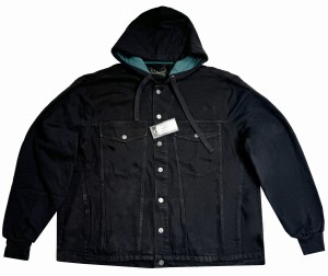 Duża męska kurtka czarna z zielonym kapturem VIKING JEANS TOMMY 