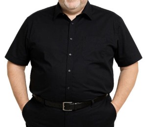 Duża męska koszula czarna gładka krótki rękaw MARCONI