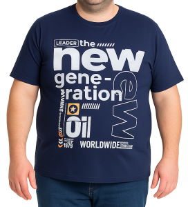 Duży męski  T-SHIRT granatowy z nadrukiem  MODEL 532  OLD STAR