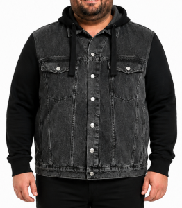 Duża męska kurtka grafitowa z szarym kapturem JEANS TOMMY VIKING